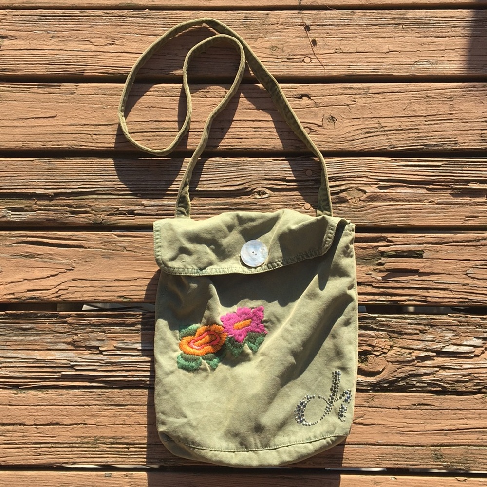 Embroidered flower crossbody